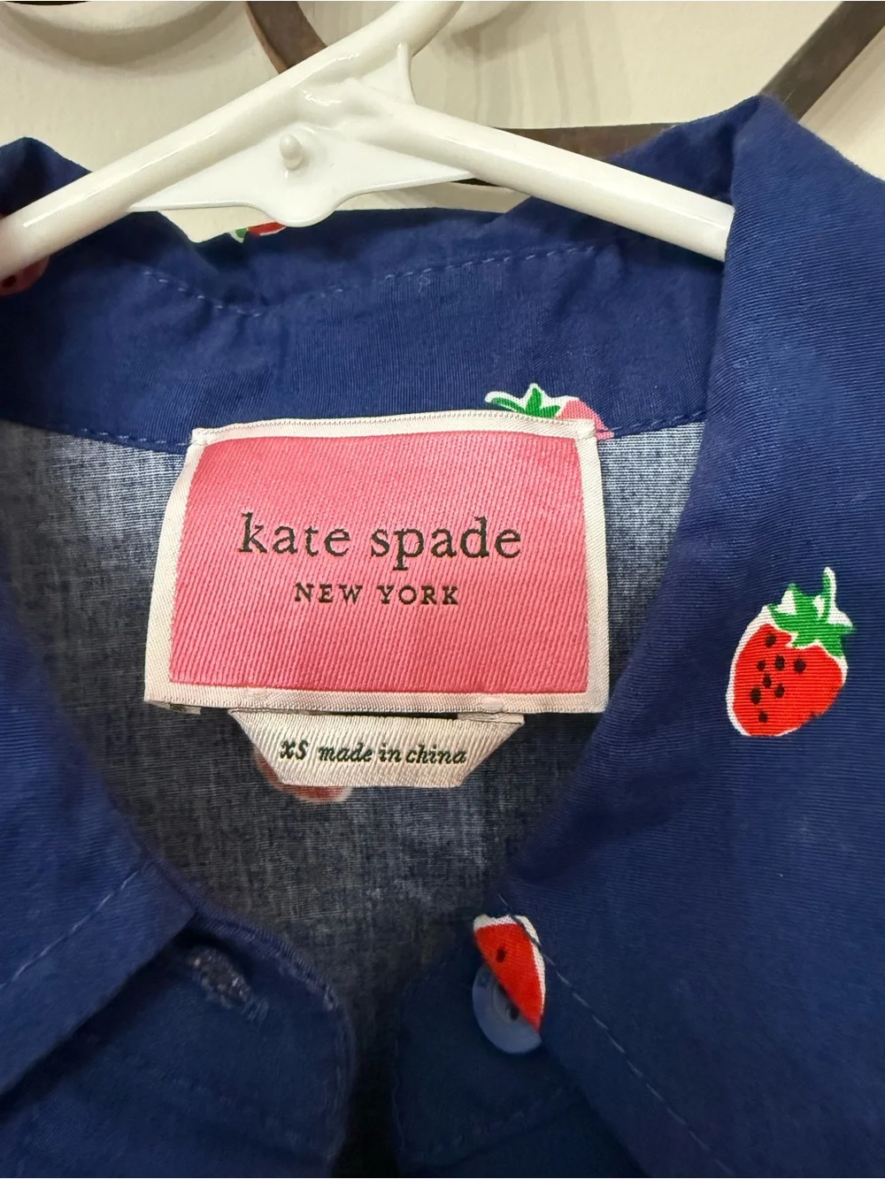 kate spade navy dress with red strawberry print - used once